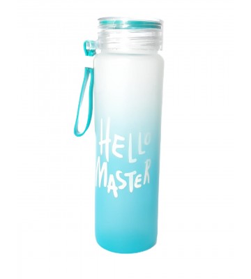 Hello master glass bottle blue